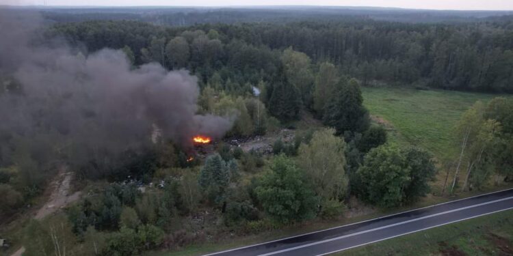 Pożar dzikiego wysypiska w Starym Węglińcu
