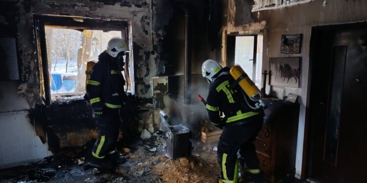 Pożar domu w Studniskach Górnych