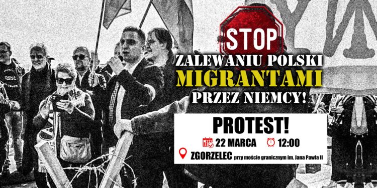 „Stop zalewaniu Polski migrantami przez Niemcy”. Protest narodowców w Zgorzelcu
