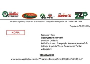 Związki Zawodowe KWB Turów krytycznie o projekcie Programu Dobrowolnych Odejść w PGE GiEK S.A.