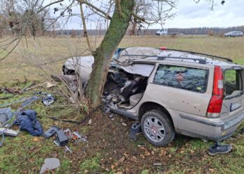 Wypadek między Dłużną Dolną a Stojanowem. Kierowca uwięziony w aucie