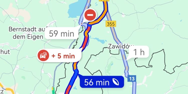 Utrudnienia na trasie Zgorzelec – Bogatynia. Droga zablokowana