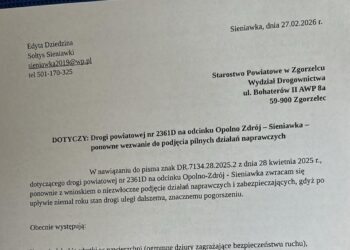Sołtyska ponownie interweniuje w sprawie drogi Sieniawka–Opolno-Zdrój