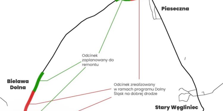 Wkrótce ruszy remont kolejnych odcinków na trasie Jagodzin – Bielawa Dolna. Wybrano wykonawcę
