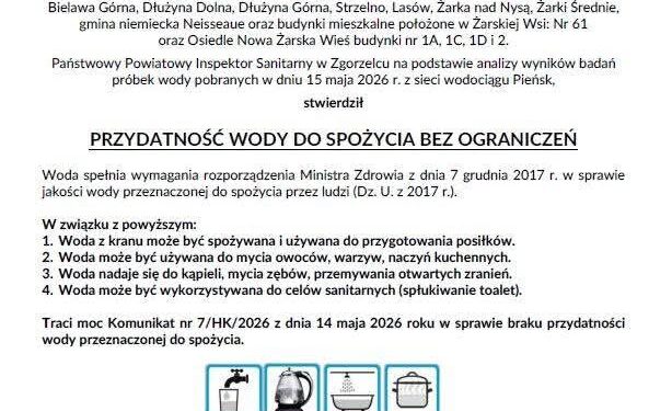 Woda z wodociągu w Pieńsku znów zdatna do spożycia