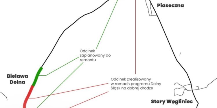 Rusza kolejny remont na DW351 Jagodzin – Bielawa Dolna
