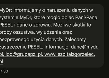 Dostałeś takiego SMS-a? Pacjenci, w tym ze zgorzeleckiego szpitala, ostrzegani o wycieku danych