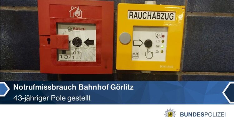 Fałszywy alarm na dworcu w Görlitz. 43-letni Polak wybił szybkę alarmową